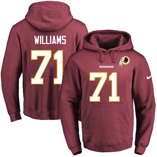 Nike Redskins #71 Trent Williams Burgundy Red Name & Number Pullover NFL Hoodie